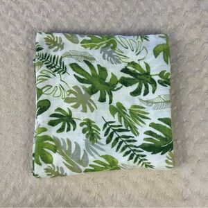 Getting Sew Crafty Palm Leaf Baby Swaddle Blanket Leaves Green White Gray